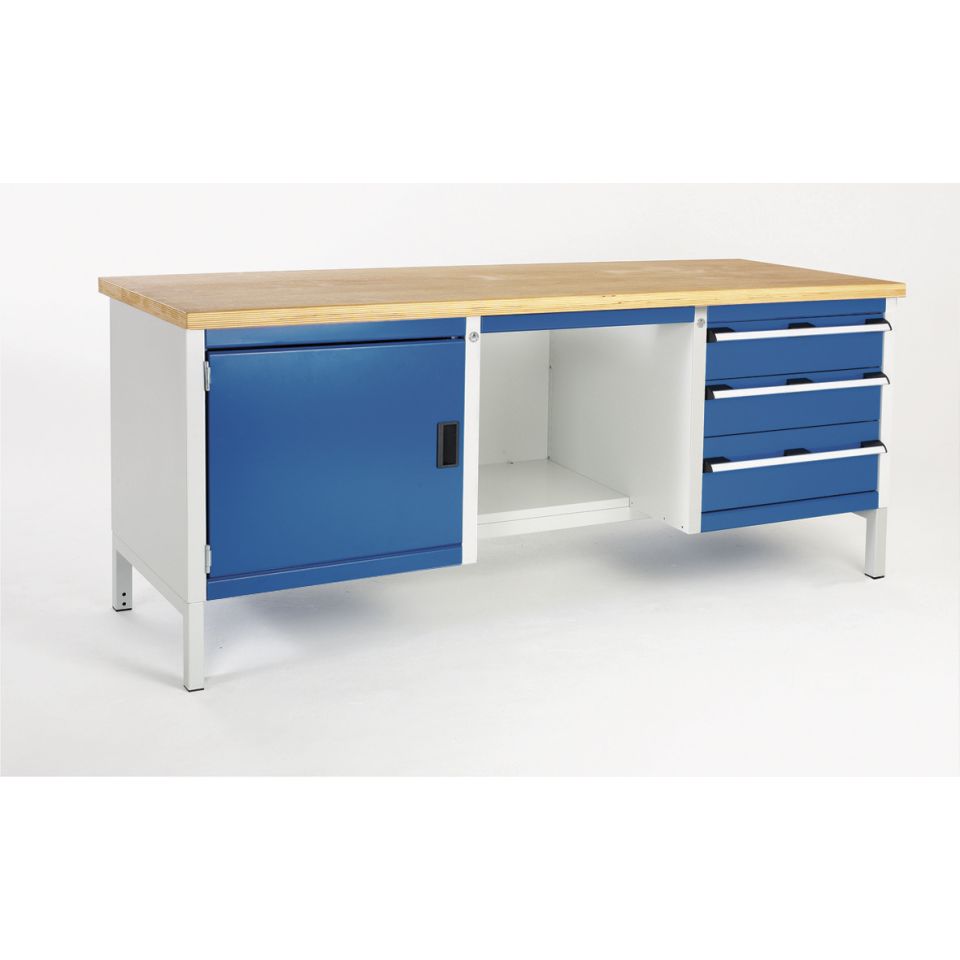 Banc de lucru cu 1 usa, 3 sertare