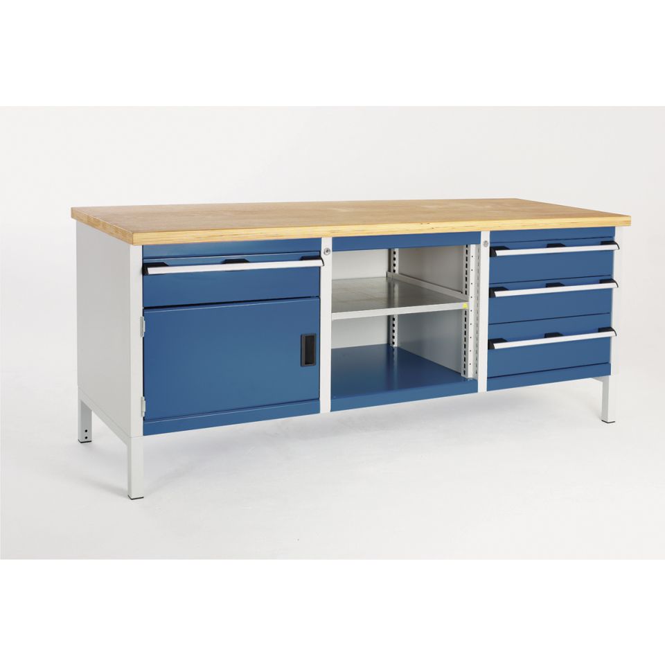 Banc de lucru cu 1 usa, 4 sertare